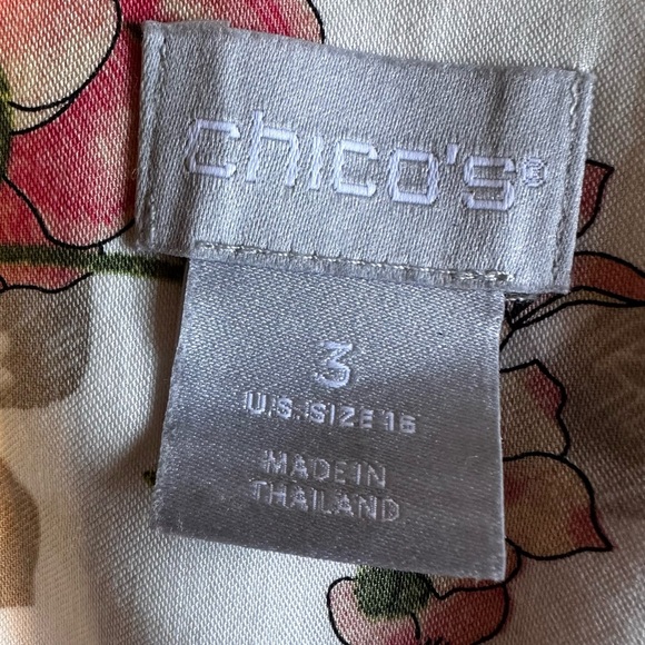 Chico’s Pink Green Floral No Iron Button Down Shirt Size 16 Chic Stretch Comfy - Picture 8 of 12